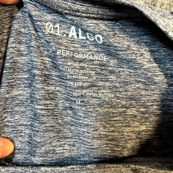 0.1 Algo Shirt Mens M Blue Performance UV SPF 40 Anti Odor Gym Quick Dry - Picture 2 of 7